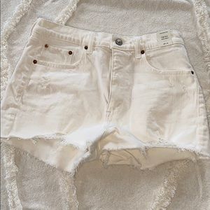 Abercrombie & fit high rise mom white jean shorts
